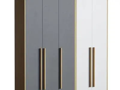 Melamine wardrobe with three doors and two drawers 3D model