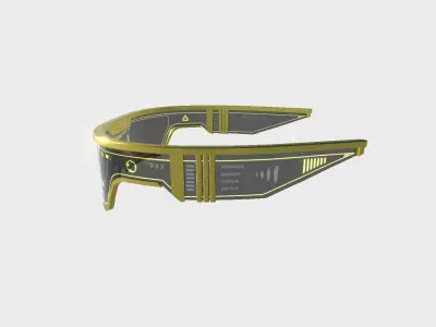 SciFi Glasses Visor 07 Yellow - Character Design Fashion Low-poly 3D model