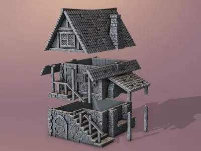 Medieval house 3D print model