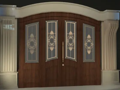 Wooden Classic Door-ENTRANCE Low-poly 3D model