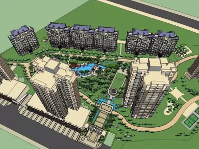 Apartment building downtown 3d model 3D model