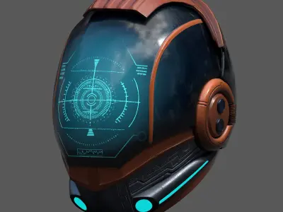 Helmet scifi fantasy pilot cyborg robot military combat soldier  Low-poly 3D model