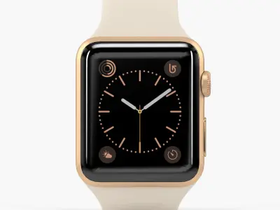 Apple Watch Gold Aluminum Case Antique White Sport Band Low-poly 3D model