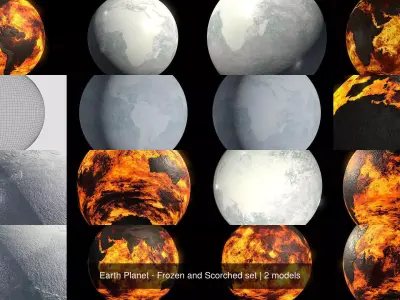 Earth Planet - Frozen and Scorched set 3D Model Pack