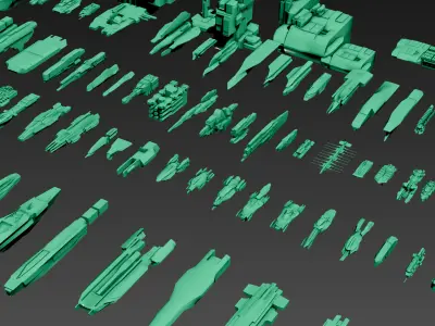 SPACESHIPS LOW-POLY SET 04 - 125 items 3D model