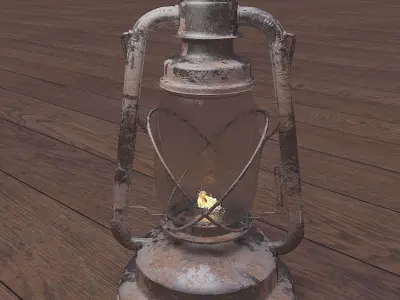 Old Rusty Gas Lamp - Paraffin Lamp Low-poly 3D model