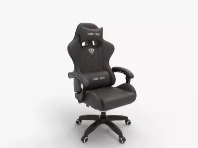 VINNYSEN Gaming Chair with Footrest and Lumbar Support Black 3D model