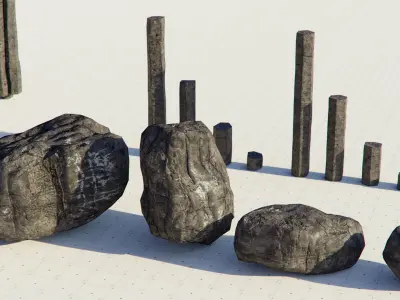Basalt Columns and Rocks Kit PBR - Natural  Low-poly 3D model
