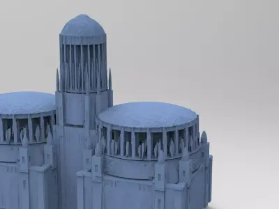 Sci fi City 2 domes  3D model
