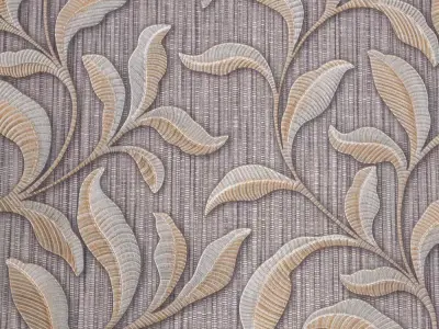 Taupe Botanical Relief Wallpaper Texture