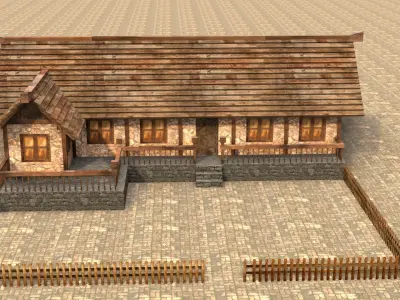 Low poly medieval home exterior Low-poly 3D model