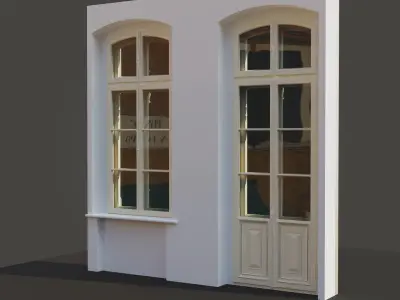 Classic wooden casement window - model B2 -balcony door included 3D model