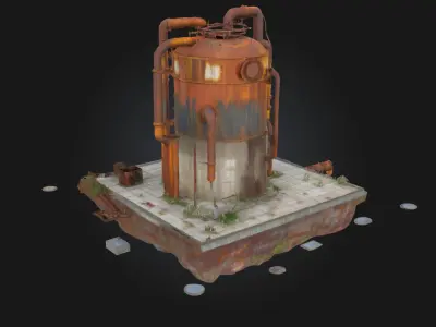 Rusty Industrial Tank  Weathered Giant of Forgotten Industry 3D model