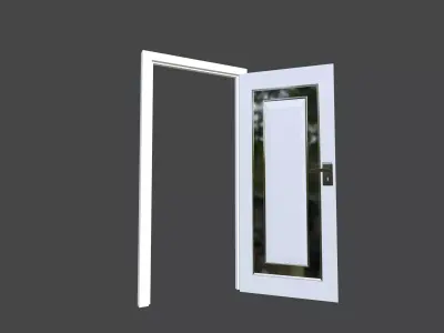 White Modern Door with Black Glass Panel 3D model