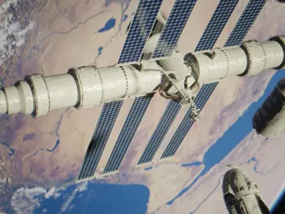 Docking spaceship animation Low-poly 3D model