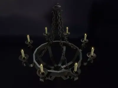 Medieval Chandelier 03 Low-poly 3D model