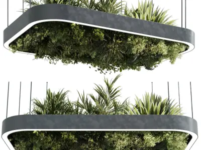 Rectangle pot light pendant - plant light hanging 28 3D model