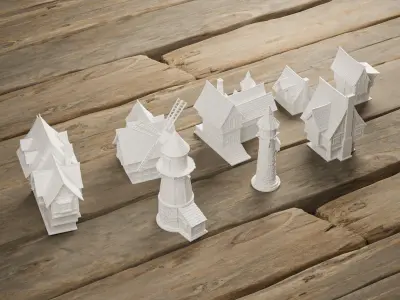 STYLIZED MEDIEVAL BUILDING PRINTABLE PACK 3D print model