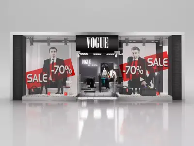 Shop window with low poly interior for men 3D model