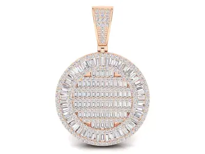round baguette diamond pendant 3D print model