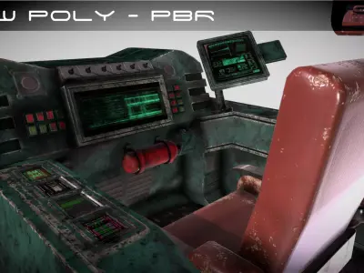Sci-fi Cockpit Low-poly 3D model