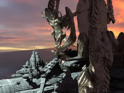 Ancient Goddess Deity Ship 3D model