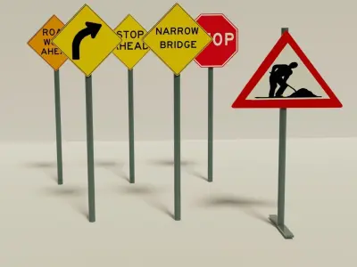 Road Signs Pack Low-poly 3D model