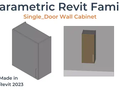 SINGLE DOOR WALL Cabinet Revit Family UK Parametric 3D model