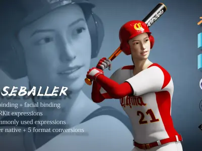 Original Baseball Player Softball player Female Athlete 3D model
