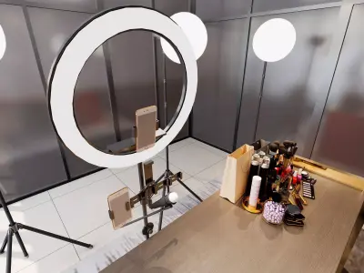 Modern live broadcast room cosmetics Low-poly 3D model
