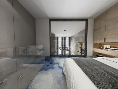 Simple and cozy bedroom Vray 3D model-30 Low-poly 3D model
