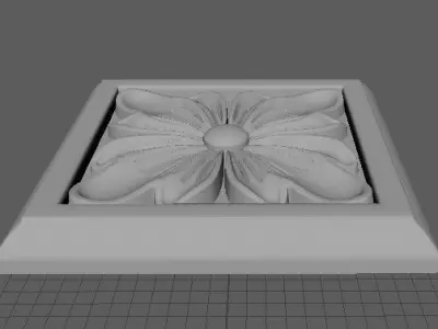 rosette flower on plate 3D model buy