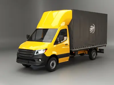  Yellow Modern Curtain Tautliner Van 