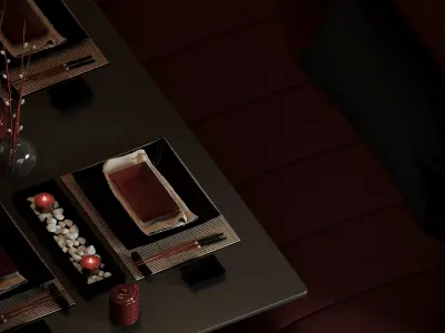 Dining set room in space 3D model