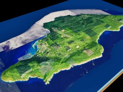 Tinian Island full 3d model terrain Low-poly 3D model