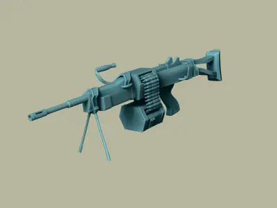 Sci-Fi Negev - Desert - -Machine Gun - Weaponry Low-poly 3D model