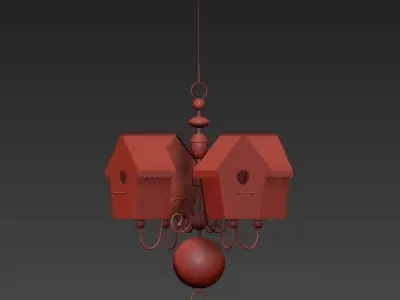 Mackenzie two birdhouses hanging from chain 3D model