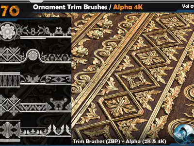 70 Ornament Trim Brushes  Vol 01 Texture