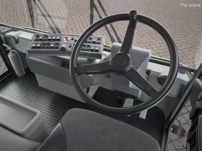  Compact Street Sweeper Vehicle Green Rigged 