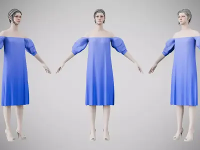 Dress 15 Very Light Blue Low-poly 3D model