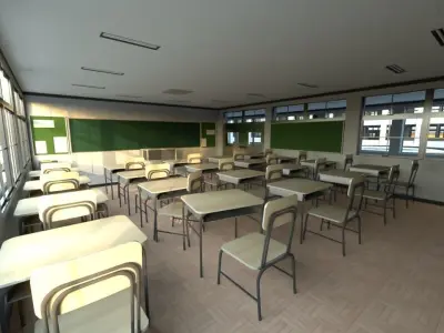Based - Anime School Room 3D Model - V2 - Source model 3D model