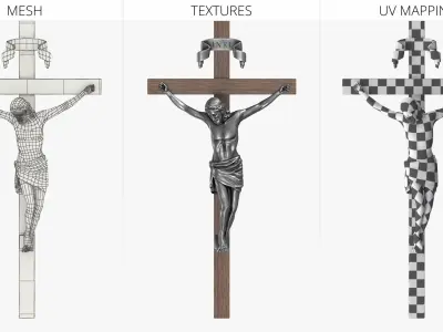  Religious Crucifix Jesus on Cross Silver 