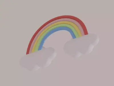 Cloud Rainbow Low-poly 3D model