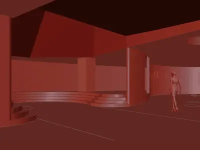 A minimalist exhibition hall case full of artistic sense 3D model