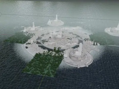 blender futuristic mega city rendered with eevee 3D model