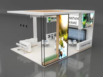 Booth Exhibition Stand Stall 7x9m Height 500 cm 3 Side Open 3D model