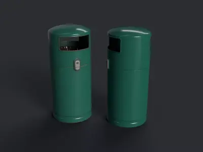 Street Trash Can 5 PBR Game Ready Low-poly 3D model