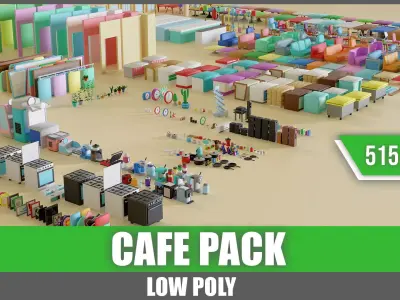 Cafe Pack - Low Poly Low-poly 3D model