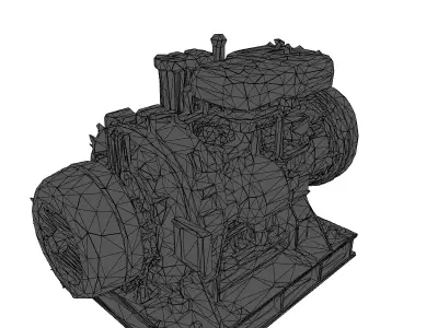 HighDetail Industrial Turbine Engine Model Low-poly 3D model