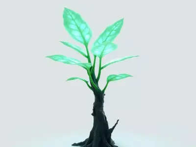 Stylized Glowing Fantasy Plant 3D Model Low-poly 3D model